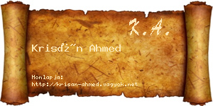 Krisán Ahmed névjegykártya